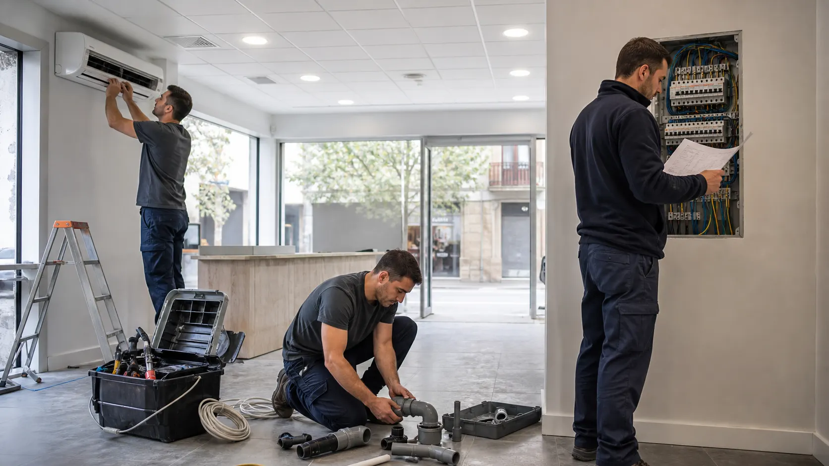 Equipo técnico ampliando sus servicios de instalación