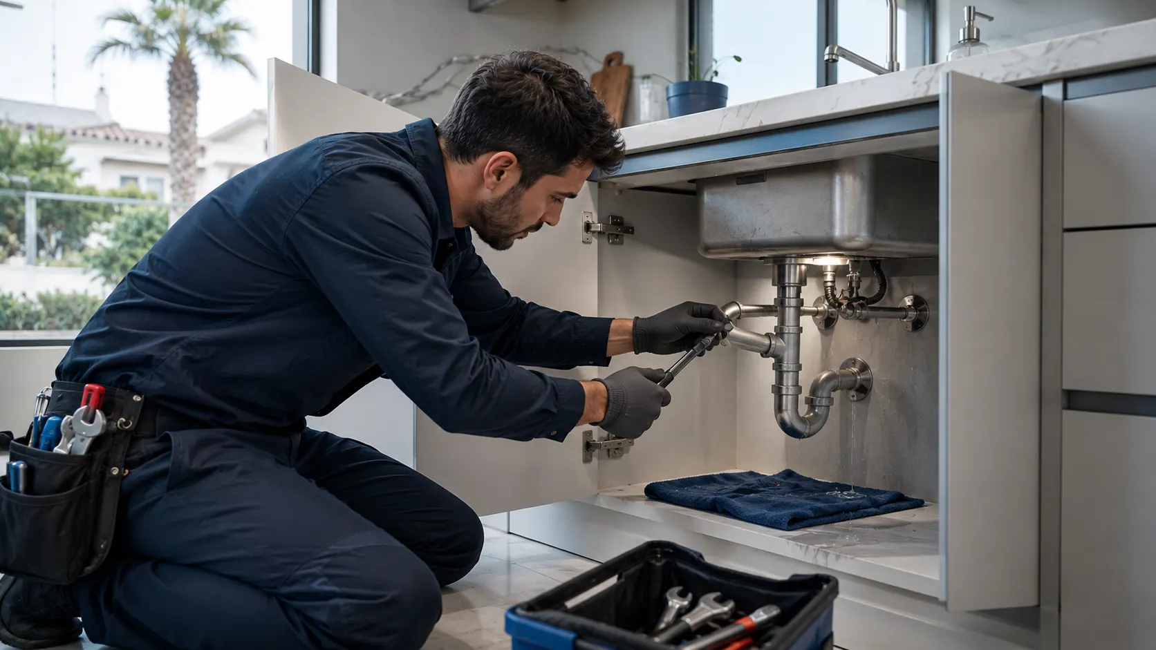 Fuga de agua en una instalación de fontanería
