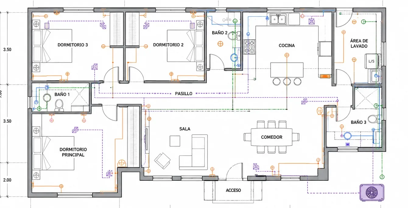 Planos técnicos de las estancias de una vivienda